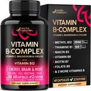 Complex de vitamina B pentru barbati si femei - Riboflavin B2, B12, B1, B3, B5, B6, B7, B8, B9 