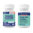 WELMATE Wellness Bundle: Putere maximă Guaifensin 1200mg Mucus Relief (100 Ct) & Doxilamine Succinat 25mg Ajutor pentru somn (200 Ct) 