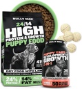Bully Max 24/14 High Protein Puppy Food (5lbs.) și Vitamine Puppy (30 file masticabile) pentru dezvoltare și creștere Bundle 