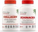 Capsule de Colagen şi Echinacea cu hidroliză completă - Suplimente dietetice - Pastile de colagen bovin pentru femei şi bărbaţi - Extract de echinacea Purpurea, capsule gluten-free - 90 Veggie Fiecare