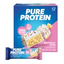 Baruri de proteine pure, proteine mari, gustări nutritive pentru a sprijini energia, zahăr scăzut, gluten gratuit, tort ziua de naștere, 1.76 oz, pachet de 12 (Packing May Vary)