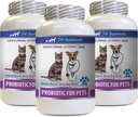 Pisici Respiratie Bad Home Remediu - PROBIOTICS pentru animale de companie - Câini Pisici - rău gaz și respirație tratează - Boost imunitar avansat - pisica Digestive supor - 3 sticle (180 tratează)