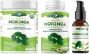 PURA VIDA MORINGA pulbere 8 oz Capsule (120 număr) şi ulei organic Moringa (2fl oz)