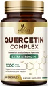Quercetin Supliment 1000mg - Natural, pe bază de plante suport pentru Immune, Celular, Modificări respiratorii și sezoniere - Extra Putere Querbetin Dihidrat din Sophora Japonica - 60 Capsule vegetale