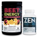 Nurology Beet Natural O2, Pre Workout pulbere, Energie, Rezistență și oxid de azot Booster cu praf de sfeclă, Aroma de fructe de pasiune (30 Servings) Supliment de magneziu natural Zen (30 Servings)