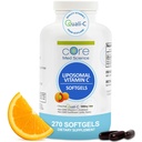 Vitamina lipozomala C 1000mg de Core Med Science, 270 Softgels - non-GMO naturale lipozomal Vitamina C supliment care promovează sănătos pielea - Booster sistem imunitar pentru adulți, susține formarea de colagen