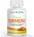 Suplimentul de Curcumina organica Turmeric - Suplimente de sprijin comun si imun pentru sanatate - 700 mg Turmeric organic cu Pepper negru pentru absorbtie usoara - non-GMO & 2 luni aprovizionare - 60 comprimate