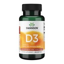 Swanson Vitamina D-3 5000 UI pentru sănătate osoasă Suport imun Funcţie musculară sănătoasă D3 Supliment (colecalciferol) 125 mcg 250 Softgels Conte