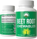 Sfeclă Chews - Sfecle de mare Tasting Mesteci cu nici un zahăr adăugat - mai bine decât gumiile. Conține extract de rădăcină de sfeclă organică. Vegan, Zero Gluten Beetroot Supliment total pentru inima, circulatie, BP