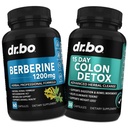 Berberine Supliment & Colon Cleanser Detox - Berberine HCL Supliment Capsule & 15 zile Intestinal Cleanse Pastile & Probiotic - Premium HCL Bowel Miscare Suplimente pentru balonarea stomacului