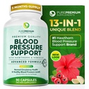 PurePremiu Suplimente de presiune a sângelui cu Hawthorn Berry, Hibiscus, Usturoi & Vitamina B12-Nitrogen supliment pentru sanatatea normala a inimii, Circulație Sănătate și suport de presiune a sângelui - 90ct