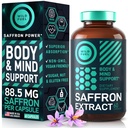 Saffron Suplimente pentru femei și bărbați - 88,5 mg extract de șofran pur - Antioxidant, Sănătatea ochilor, Suport energetic și Booster Mood - Vegan, Made in USA, 60 capsule o dată pe zi