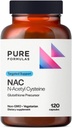PureFormulas N-Acetyl-L-Cysteine - NAC Supliment Capsule 900mg NAC, Antioxidant Glutatione Precursor - Detox + Antrenament de recuperare, și suport imunitar - non-GMO + Supliment vegetarian - 120 capsule