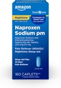 Îngrijire de bază All Night Pain Relief PM, Naproxen Sodiu, 220 mg/Difenhidramină clorhidrat, 25 mg comprimate, Durere Reliever/Nighttime Sleep-Aid, 160 Conte