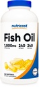 Ulei de pește Nutricost Omega 3 Softgels cu EPA & DHA (1000 mg ulei de pește, 560mg Omega-3), 240 Softgels, Non-GMO, Gluten Free.