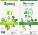 Himalaya Hello Joy with Ashwagandha for Improving Mood and Spirits & Himalaya Hello Alert Mind with Bacopa for Energy, Focus & Attention, Herbal Supplement, 60 Capsules Each