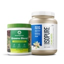 Bundle of Amazing Grass Greens Superfood Powder: Original, 30 Servings + Isopure Vanilla Vegan Proteine Powder, Plant based, Organic Pea Protein, Dairy Free, 20 Servings (Packing May Vary)