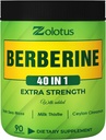 Zolotus Berberine Supliment 40 în 1, cu Sea Moss, Scorțișoară, Thistle lapte, Cidru de mere Oțet, Querbetin, Cel mai bun supliment pentru sistemul imunitar, Digestion & Heart Health