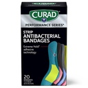 Seria de performanţe CURAD Bandaje Antibacteriene IRONMAN, Tehnologie Adezivă Hold Extreme, Bandaje Tesatura Standard Flexibila pentru Tăieturi, Zgârieturi, & Burns, Culori Asortate, 1 x 3.25 inci, 20 Conte