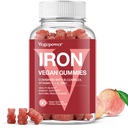 Suplimentul Vegan Iron Gummies - cu vitamina C, A, B-complex, Folat, Zinc pentru adulți și copii - Sănătate sânge și energie suport pentru deficit de fier, anemie, nu după gust - aromă de piersici (90 Ct)