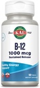 KAL Vitamina B12 1000mcg, supliment de eliberare sustinut pentru energie sanatoasa, metabolism, sanatate cardiaca, Nervi si suport de celule rosii din sange, Formula lunga, Vegan, 100 Serviri, 100 comprimate