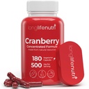 LongLifeNutri Cranberry Extract cu vitamina C & E - Formula concentrată pură, 500 mg per Serving, 180 capsule vegetariene, tract urinar Sănătate şi vezica urinară, 6 Luna de aprovizionare, Made in USA