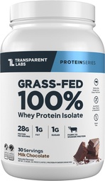 Labs Transparent Labs Grass-Fed Proteina Whey Izolat - natural aromat, Gluten Free Whey Pulbere de proteine cu 28g de proteine pe servire & 9 Aminoacidi - 30 Serviri, ciocolata lapte