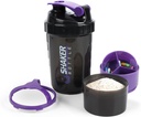 Sticla Shaker - Cupa Shaker Proteine cu Compartimente de stocare - Sticle de Shakeout rezistente la scurgeri cu Mixer pentru amestecare netedă-500ML/16oz (PURPLE & BLACK)