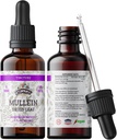 Extract de tinctură Mullein, Mullein organic (Verbascum densiflorum) supliment vegetal de frunze uscate în glicerină vegetală presată la rece 670 mg