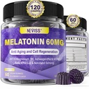 Antioxidant & Brain Support Melatonina 60mg 30mg pentru 50+ Adulți 