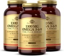 Solgar 1300 mg Omega 3-6-9, 120 Softgels (Pachetul de 3) - Suplimentul de ulei de pește - Suport pentru sănătatea articulară și a pielii - Include semințe de in și Borage - Conține EPA & DHA Omega 3 acizi grași - 120 Serviri totale