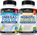 Puterea triplă Omega 3 Softgels ulei de pește (2 lună de aprovizionare) Plus 40 miliarde CFU supliment zilnic probiotic (2 lună de aprovizionare)