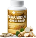 Ginseng & Ginkgo Biloba 150 Capsule Veggie, Energie Ginseng Root Extract pulbere, cu extract de Ginkgo Biloba, 100% Natural & non-GMO, Vegan, Gluten gratuit, Dairy Free