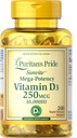 Mândria puritană Vitamina D3 250 mcg (10000 UI) Softgels, 200 Conte