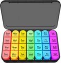 Zoksi 7 Zi Pill Organizator 4 ori pe zi, Săptămânal Pilula Box, Travel Pill Case, Daily Medicine Organizator, Medicamente Container cu 28 Compartimente portabile pentru uleiuri de pește, vitamine sau suplimente (Negru)