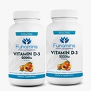 Vitamina D3 Gumies, 2-Pack, 60 Conte Fiecare, 2000iu per Servire, Sprijină Sistemul imunitar și sănătatea osoasă; pentru copii și adulți; Peach, Mango, Aroma de căpșuni