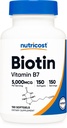 Nutricost Biotina (5.000mcg) 150 Softgels - Vitamina B7 - Gluten Free, Non-GMO