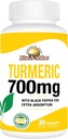 Rise-N-Shine 700 mg de Curcumin Turmeric cu Pepper negru - Suplimente vegetale pentru Skin si suport comun - 30 de zile de aprovizionare