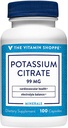 Citratul de potasiu de vitamina Shoppe 99MG, susţine sănătatea cardiovasculară şi celulară (100 capsule)