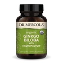 Dr. Mercola Organic Ginkgo Biloba cu NeuroFactor - Suporturi Brain Health - Standardizat Ginkgo Leaf Extract - Polyfenol-Rich Coffee Fruit - 30 capsule