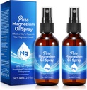 Spray de ulei de magneziu, ulei de magneziu pur pentru picioare,100% Natural & organic Spray sticla de magneziu, ușor de absorbit & utilizare, ulei de magneziu topic (4 Fl Oz, pachet de 2)