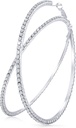 Cercei mari Rinstone Hoop Shining Crystal Rhinestone Dangle cercei Big Hoop pentru femei de partid de nunta Favor, 80 mm