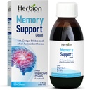 HERBION Naturals Memory Support Lichid - Ajuta la imbunatatirea functiei creierului si a facultatii mintale Absente, mentine nivele sanatoase de dispozitie cu Ginkgo Biloba, Adulti si copii peste 12 ani, 5 fl oz, 150 ml