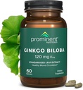 Nutriție proeminentă Ginkgo Biloba 120mg - Ginkgo Biloba Leaf Extract, Suplimente vegetale pentru a ajuta la susținerea memoriei & focus- Vegan, Non-GMO, Gluten-Free, Soy-Free, 60 de zile de aprovizionare - 1 ambalaj