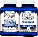 Dr Morse's Turmeric Curcumin 1950mg & Berberine 1500mg Bundle - suport comun, metabolism sănătos și boost imun cu BioPerine & Ceylon Scorțișoară, FDA-Registrate, NSF-Certificat 90 capsule