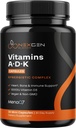 Suplimentul de vitamine ADK cu absorbţie mare - Vitamina Vegană D3 K2 MK7 & A pentru Regulamentul Calciului Plus Suportul tiroidian şi imun pentru inimă osoasă - Vitamina ADK cu 5000UI D3 Fără OMG-uri şi gluten gratuit (1 luni)