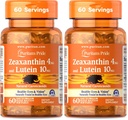 Puritan's Pride Zeaxantină 4mg cu lutein 10mg, Suportă ochii sănătoşi şi viziune*, 60 ct (Pachet de 2)