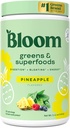 Bloom Nutrition Superfood Greens Powder, Enzime digestive cu Probiotice si Prebiotice, Sanatate Gut, Relief Blooting pentru femei, Chlorella, Green Juice Mix cu Root Powder, 25 SVG, Ananas