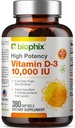 biophix Vitamina D-3 10000 UI 380 Softgels - Putere mare în ulei de măsline extra virgine non-GMO Soy-Free Suporturi puternice Oase imune Sănătate
