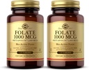 Solgar Folate 1000 mcg - 120 comprimate, 2 cutii - 1000 mcg Bio-Active Metafolin - Vegan, Gluten gratuit, lactate gratuit, Kosher - 240 Total Serviri